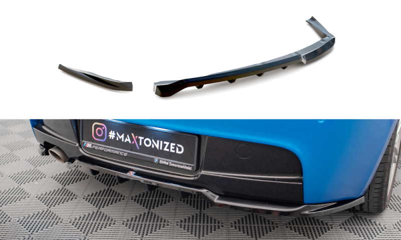 Maxton Mittlerer Cup Diffusor Heck Ansatz BMW 1er M-Paket E87 Facelift schwarz Hochglanz BM-1-87F-MPACK-RD1G+RD2-G