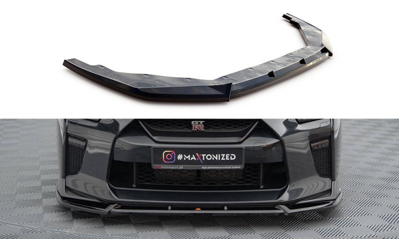 Maxton Front Ansatz V.2 Nissan GTR R35 Facelift schwarz Hochglanz NI-GTR-4F3-FD2-G