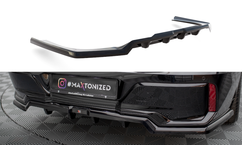Maxton Mittlerer Diffusor Heck Ansatz DTM Look für BMW 7 M-Paket G70 schwarz Hochglanz BM-7-G70-MPACK-RD1G+RD2-G