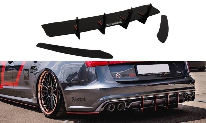 Maxton Heckschürze & Heck Ansatz Flaps Diffusor für Audi S6 C7 FL AU-S6-C7-AV-CNC-RS1