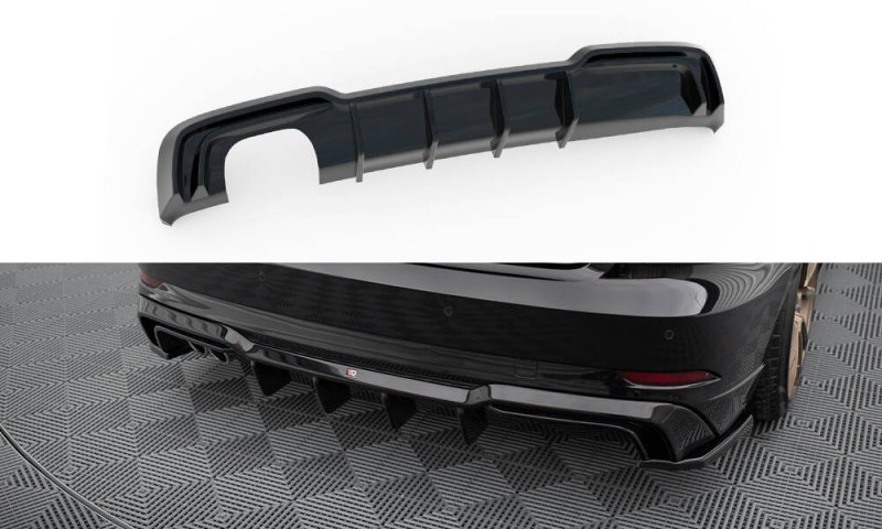 Maxton Diffusor Heck Ansatz Audi A3 S-Line Sportback 8V Facelift (Version mit Doppelauspuff auf einer Seite) AU-S3-3F-SB-RS1GOO__