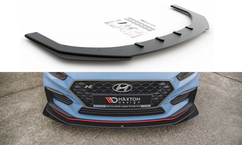 Maxton Racing Front Ansatz für passend +Flaps für Hyundai I30 N Mk3 Hatchback / Fastback schwarz Hochglanz HYI303NCNC-FD2BRB+FSF1-G