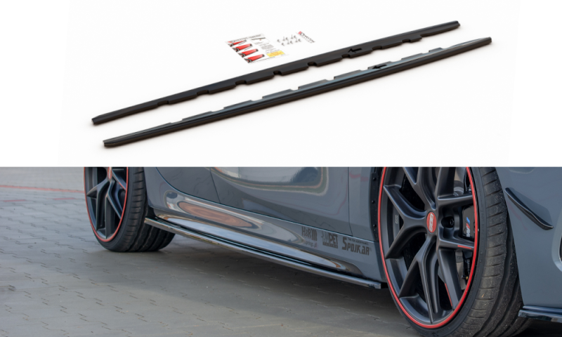 Maxton Seitenschweller Ansatz für V.1 für BMW 1er F40 M-Paket/ M135i  Carbon Look  BM-1-40-MPACK-SD1-C