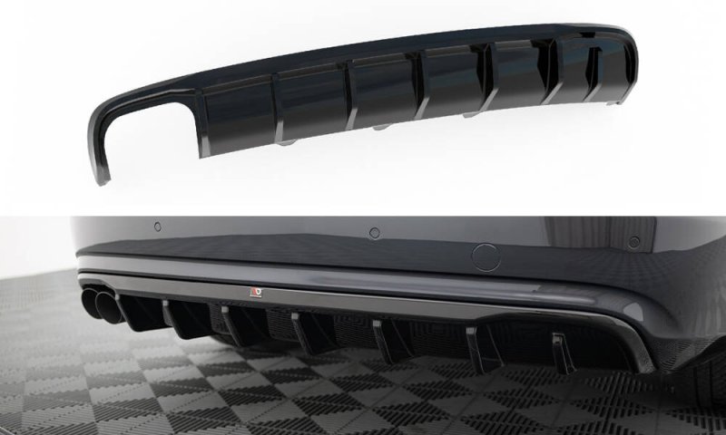 Maxton Diffusor Heck Ansatz Audi A4 B8 Facelift (Einseitige Doppelauspuffversion) AU-A4-B8F-RS1GOO_