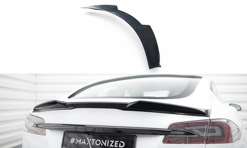 Maxton Spoiler CAP Abrisskante 3D Tesla Model S Plaid Mk1 Facelift schwarz Hochglanz TE-MODELS-1F2-PL-CAP3D1-G