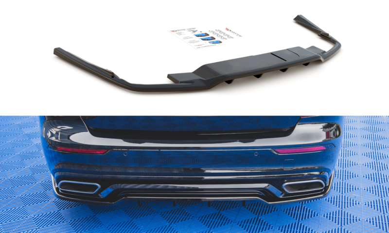 Maxton Mittlerer Diffusor Heck Ansatz DTM Look für Volvo S60/V60 R-Design Mk3 schwarz Hochglanz VO-S60-3-RDESIGN-RD1G+RD2-G