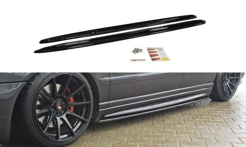 Maxton Seitenschweller Ansatz für AUDI S4 B5 schwarz Hochglanz AU-S4-B5-SD1-G