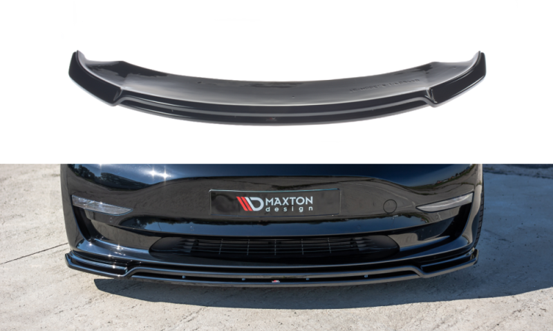 Maxton Front Ansatz V.2 für Tesla Model 3 schwarz Hochglanz TE-MODEL3-1-FD2R+FD2-G