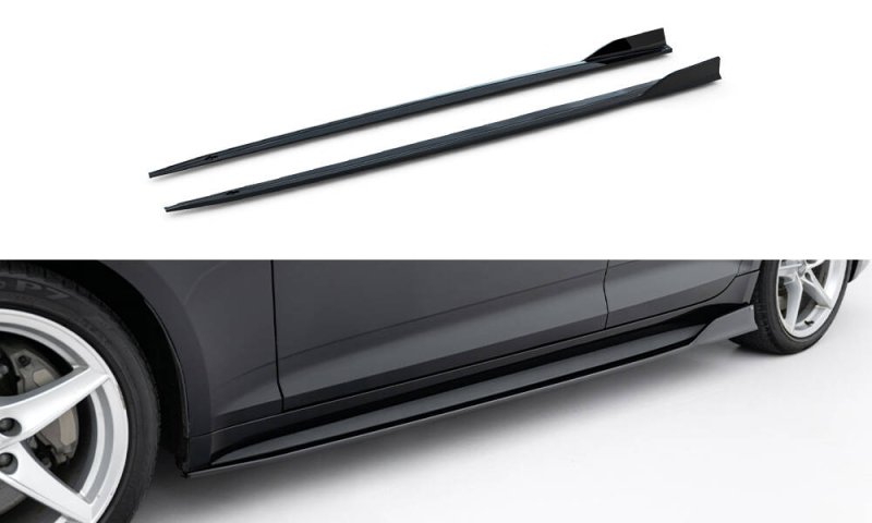 Maxton Seitenschweller Ansatz Audi S5 / A5 S-Line Sportback F5 schwarz Hochglanz AU-S5-2-SB-SD1-G