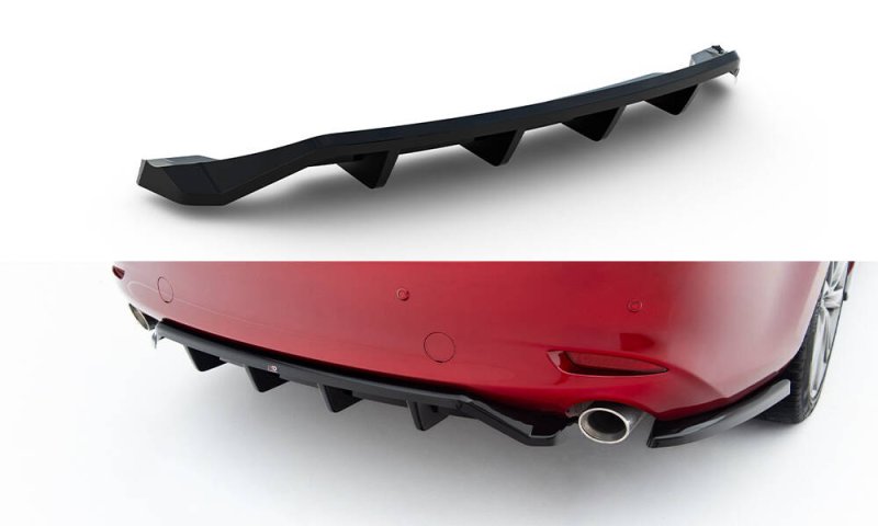 Maxton Mittlerer Cup Diffusor Heck Ansatz Mazda 6 Limousine Mk3 Facelift schwarz Hochglanz MA-6-3F2-RD1G+RD2-G
