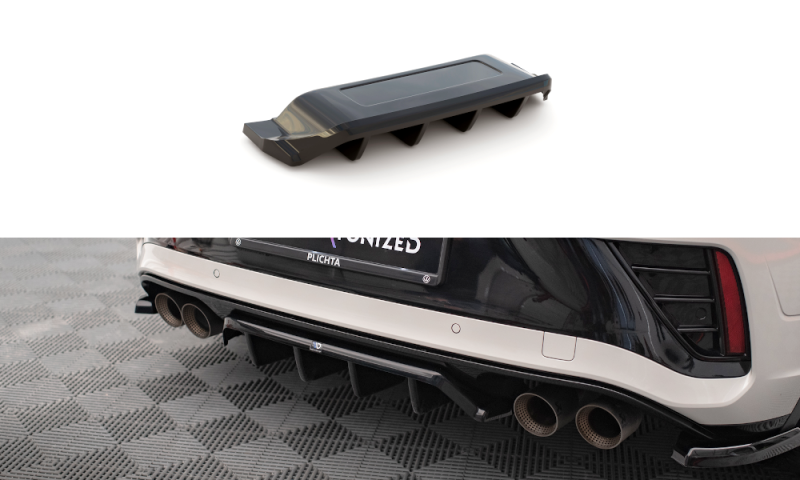 Maxton Mittlerer Diffusor Heck Ansatz DTM Look für Volkswagen T-Roc R Mk1 Facelift schwarz Hochglanz VW-T-ROC-1-R-RD1G+RD2-G