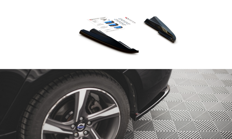 Maxton Heck Ansatz Flaps Diffusor für Volvo S60 R-Design Mk2 schwarz Hochglanz VO-S60-2F-RDESIGN-RSD1-G