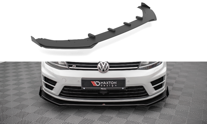 Maxton Street Pro Front Ansatz +Flaps für V.1 + Flaps Volkswagen Golf R Mk7 schwarz Hochglanz VWGO7RCNC-FD1BRB+FSF1-G
