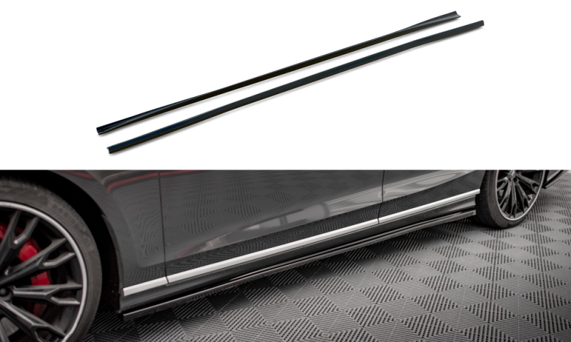 Maxton Seitenschweller Ansatz für Audi S8 / A8 S-Line D5 schwarz Hochglanz AU-S8-D5-SD1-G