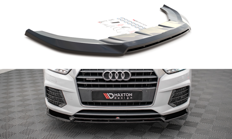 Maxton Front Ansatz V.2 für Audi Q3 8U Facelift schwarz Hochglanz AU-Q3-1F-SLINE-FD2G+FD2R-G