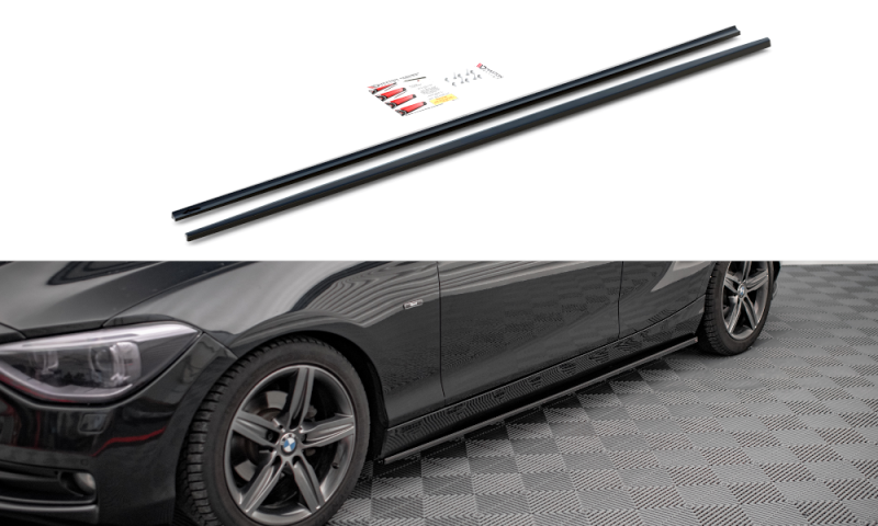 Maxton Seitenschweller Ansatz für BMW 1er F20 schwarz Hochglanz BM-1-F20-SD1-G