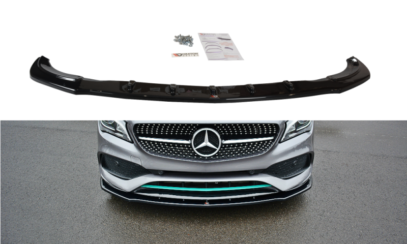 Maxton Front Ansatz V.1 für Mercedes CLA C117 AMG-LINE FACELIFT schwarz Hochglanz ME-CLA-117F-AMGLINE-FD1-G