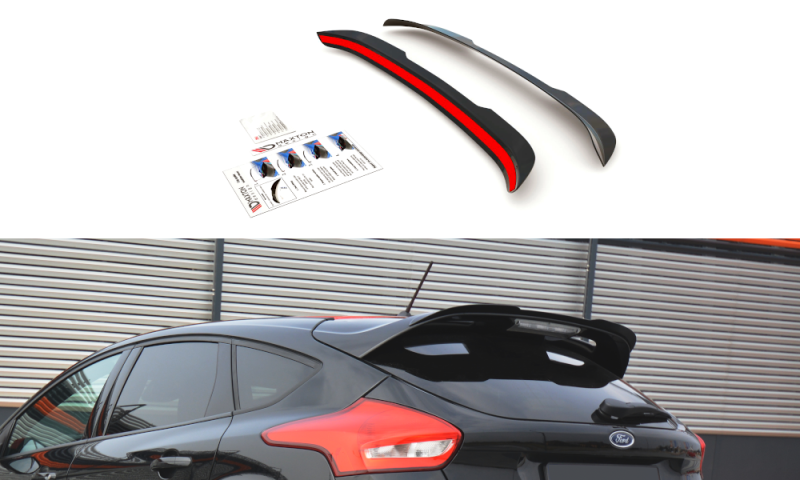 Maxton Spoiler CAP für Ford Focus ST-Line Mk3 FL schwarz Hochglanz FO-FO-3F-STLINE-CAP1-G