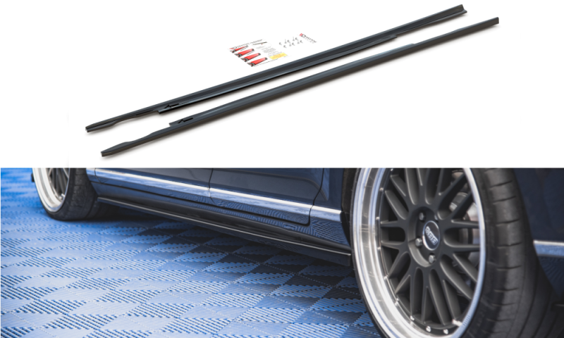 Maxton Seitenschweller Ansatz für Volkswagen Passat B8 schwarz Hochglanz VW-PA-B8-SD1-G