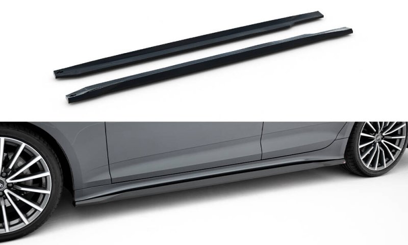 Maxton Seitenschweller Ansatz Audi A5 Sportback F5 Facelift schwarz Hochglanz AU-A5-2F-SB-SD1-G