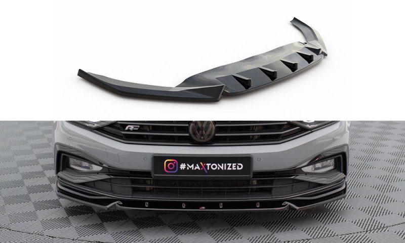 Maxton Front Ansatz V.1 VW Passat R-Line B8 Facelift schwarz Hochglanz VW-PA-B8F-RLINE-FD1-G