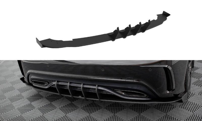 Maxton Street Pro Heck Ansatz Flaps Diffusor + Flaps Mercedes-Benz A AMG-Line W176 Facelift schwarz Hochglanz MEA176FAMGLINECNC-RS1B+BRBI+RSF1-G