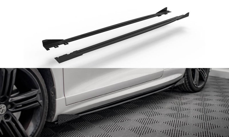 Maxton Street Pro Seitenschweller Ansatz + Flaps VW Scirocco R Mk3 schwarz Hochglanz VWSC3RCNC-SD2B+SF1-G