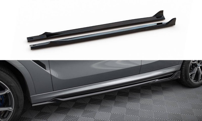 Maxton Seitenschweller Ansatz V.2 BMW X6 M-Paket G06 Facelift schwarz Hochglanz BM-X6-G06F-MPACK-SD2-G