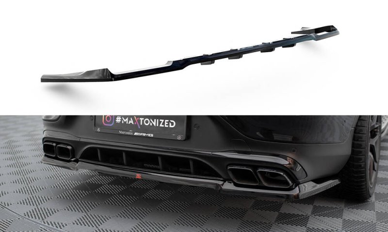 Maxton Mittlerer Cup Diffusor Heck Ansatz Mercedes-AMG GLC 63 Coupe C253 Facelift schwarz Hochglanz ME-GLC-C253F-63-RD1G+RD2-G