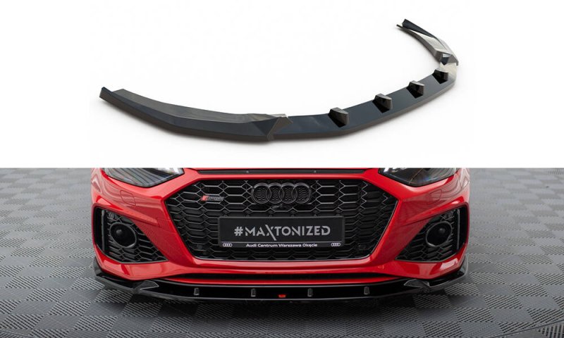 Maxton Front Ansatz V.2 Audi RS4 B9 Facelift schwarz Hochglanz AU-RS4-B9F-FD2-G