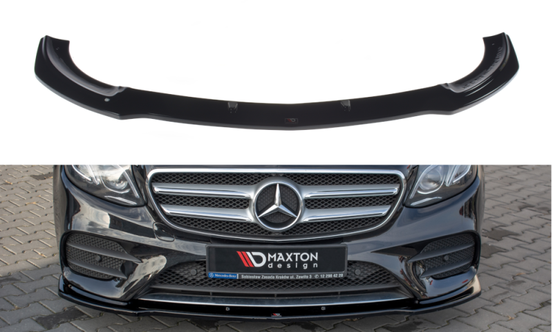 Maxton Front Ansatz für Mercedes-Benz  E43 AMG / AMG-Line W213 schwarz Hochglanz ME-E-213-AMGLINE-FD1-G