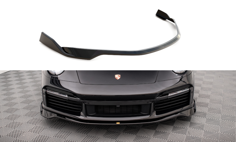 Maxton Front Ansatz für Porsche 911 Turbo S 992 schwarz Hochglanz PO-911-992-TURBO-S-FD1-G