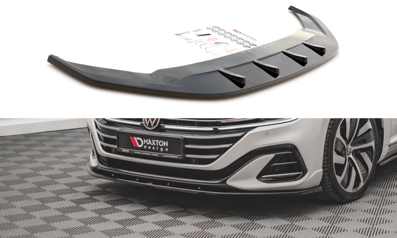Maxton Front Ansatz V.2 für Volkswagen Arteon R-Line Facelift schwarz Hochglanz VW-AR-1F-RLINE-FD2-G