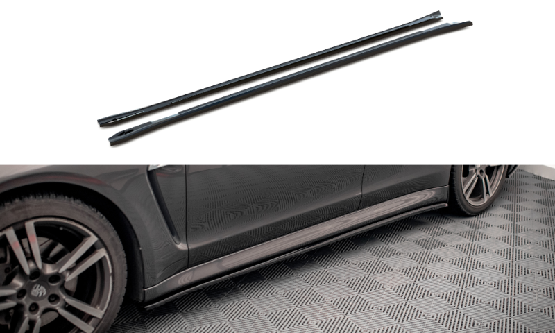 Maxton Seitenschweller Ansatz für V.2 für Porsche Panamera / Panamera Diesel / Panamera Turbo 970 schwarz Hochglanz PO-PA-970-SD2-G