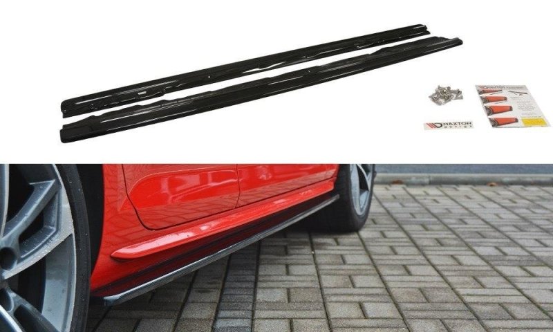 Maxton Seitenschweller Ansatz für Audi S4 / A4 S-Line B9 schwarz Hochglanz AU-A4-B9-SLINE-SD1-G
