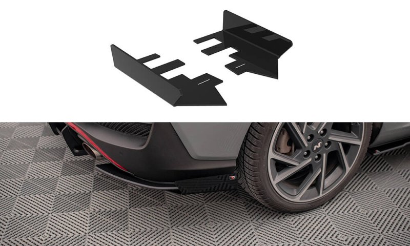 Maxton Hintere Seiten Flaps Hyundai I30 Fastback N-Line Mk3 Facelift schwarz Hochglanz HYI303FNLINEFBCNC-RSF1-G