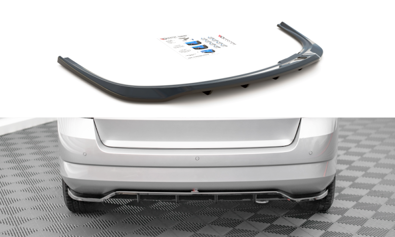 Maxton Mittlerer Diffusor Heck Ansatz DTM Look für Skoda Fabia Combi Mk3 schwarz Hochglanz SK-FA-3-RD1G+RD2-G