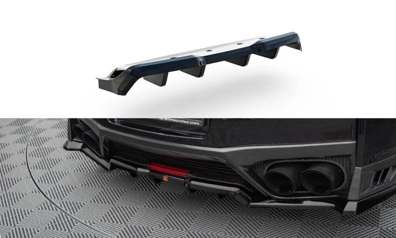 Maxton Mittlerer Cup Diffusor Heck Ansatz Nissan GTR R35 Facelift schwarz Hochglanz NI-GTR-4F3-RD1G+RD2-G