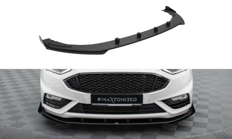 Maxton Street Pro Front Ansatz + Flaps Ford Mondeo Sport Mk5 Facelift / Fusion Sport Mk2 Facelift schwarz Hochglanz FOMO5FSPORTCNC-FD1B+FSF1-G