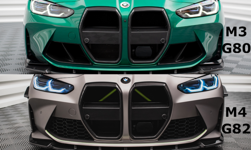 Maxton Carbon Fiber Front Grill + License Plate Holder Base BMW M4 G82  / M3 G80 CF-BM-4-G82-M-G1-245V-P