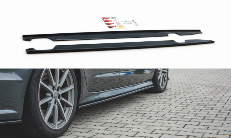 Maxton Seitenschweller Ansatz Cup Audi S6 / A6 S-Line C7 FL  schwarz Hochglanz AU-S6-C7F-SD1-G