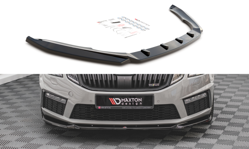 Maxton Front Ansatz V.3 für Skoda Octavia RS Mk3 Facelift schwarz Hochglanz SK-OC-3F-RS-FD3-G