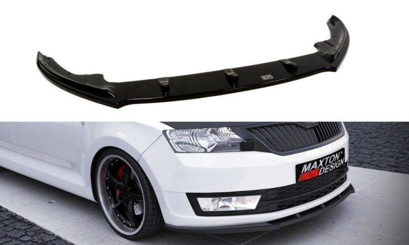 Maxton Front Ansatz V.1 für Skoda Rapid schwarz Hochglanz SK-RA-1-FD1-G