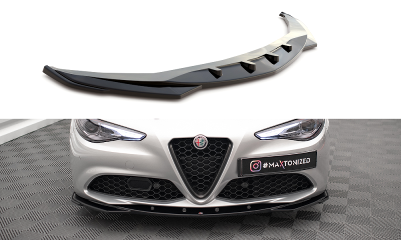 Maxton Front Ansatz V.2 für Alfa Romeo Giulia Sport schwarz Hochglanz AL-GI-1-SPORT-FD2-G