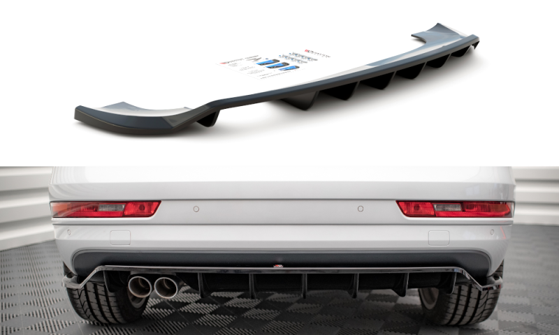Maxton Mittlerer Diffusor Heck Ansatz DTM Look für Audi Q3 8U Facelift schwarz Hochglanz AU-Q3-1F-SLINE-RD1G+RD2-G