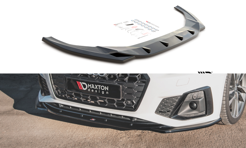 Maxton Front Ansatz V.1 für Audi S5 / A5 S-Line F5 Facelift schwarz Hochglanz AU-S5-2F-FD1-G
