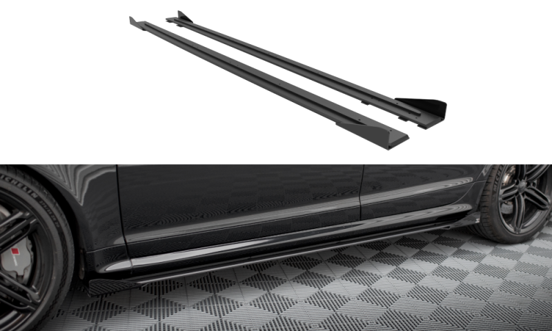 Maxton Street Pro Seitenschweller Ansatz für + Flaps Audi RS6 Avant C6 schwarz Hochglanz AURS6C6CNC-SD1B+SF1-G