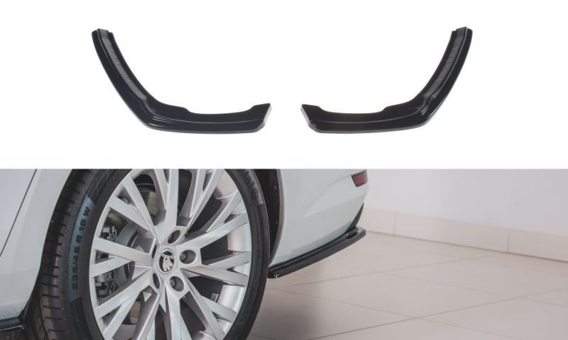 Maxton Heck Ansatz Flaps Diffusor für Skoda Superb Mk3 FL Hatchback / Kombi schwarz Hochglanz SK-SU-3F-RSD1-G