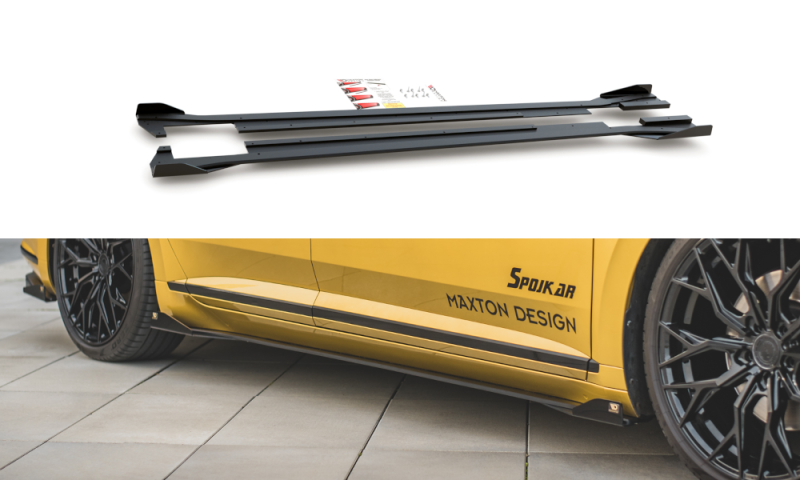 Maxton Racing Seitenschweller Ansatz + Flaps Volkswagen Arteon R-Line schwarz Hochglanz VWAR1RLINECNC-SD1B+SF1-G