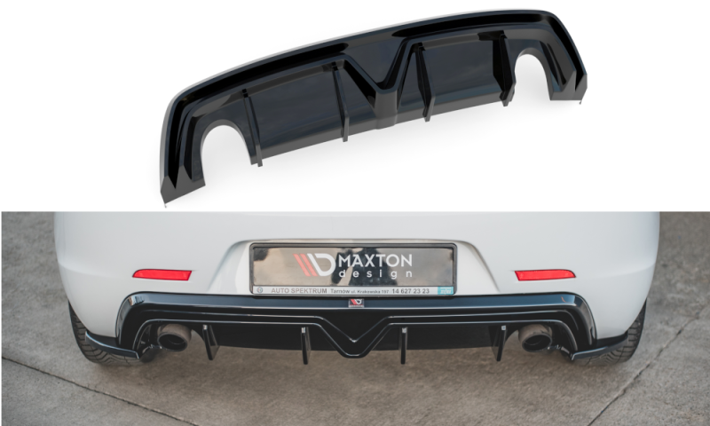 Maxton Diffusor Heck Ansatz für Alfa Romeo Giulietta Facelift (Auspuff On Beiden Seiten Version) AL-GU-1F-RS1GO_O